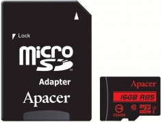 Card de memorie APACER R85 16GB Micro SDHC Class 10 UHS-I + Adaptor Negru foto