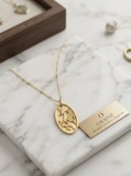 Cumpara ieftin Colier din Argint 925 Oraine Placat cu Aur cu Medalion Oval din Colectia Botanical , Eleganta Inspirata de Natura
