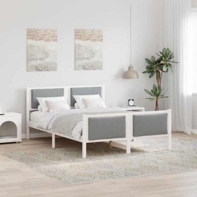vidaXL Cadru de pat cu headboard Gri deschis 140 x 200 cm țesătură 3394267 foto