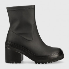 Tommy Jeans botine Tommy Jeans Heeled Boot femei, culoarea negru, cu toc drept