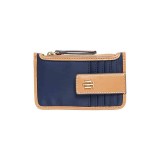 Cumpara ieftin Portmoneu Dama Tommy Hilfiger Julia Zip Card Case Bleumarin Piele Naturala, Portofel Slim cu Fermoar, Logo TH