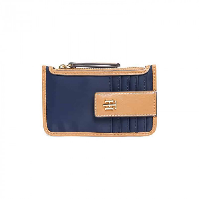 Portmoneu din piele pentru femei Tommy Hilfiger Julia Zip Card Case Navy, Albastru