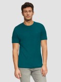 Cumpara ieftin Tricou barbati din bumbac cu decolteu la baza gatului, logo, Turcoaz, L