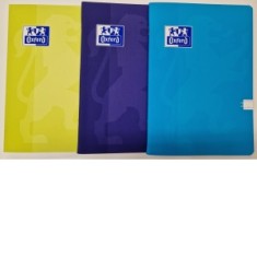 Caiet Oxford A5 48 file , hartie Optik Paper 90g/mp, PEFC, coperta laminata PP soft touch, dictando, colturi rotunjite, motiv Campus Pastel, verde / a