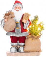 MagicHome Decorațiuni de Crăciun, Moș Crăciun cu sac și brad, LED, 3xAAA, 30 cm foto
