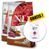 Farmina N&amp;amp;D dog GF QUINOA All Breed Skin &amp;amp; Coat Venison 2x7 kg + Arpalit NEO GRATUIT