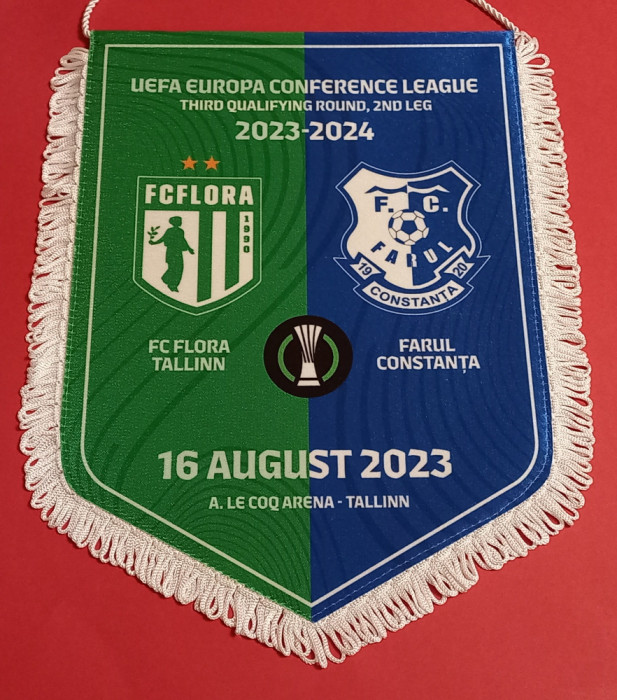 Fanion (protocol-oficial)fotbal FLORA TALLINN-FARUL Constanta(Conference 2023)