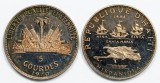 D2 HAITI 5 gourdes 1970 /10th Anniversary of Revolution - Columbus Discovers America/Argint .999,23.52 g ex PROOF/patina, din foto