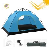 Cort albastru cu sistem pliabil pentru 2-3 persoane, de camping sau plaja, impermeabil, 200x140x115cm, JollyMag, BAL12N