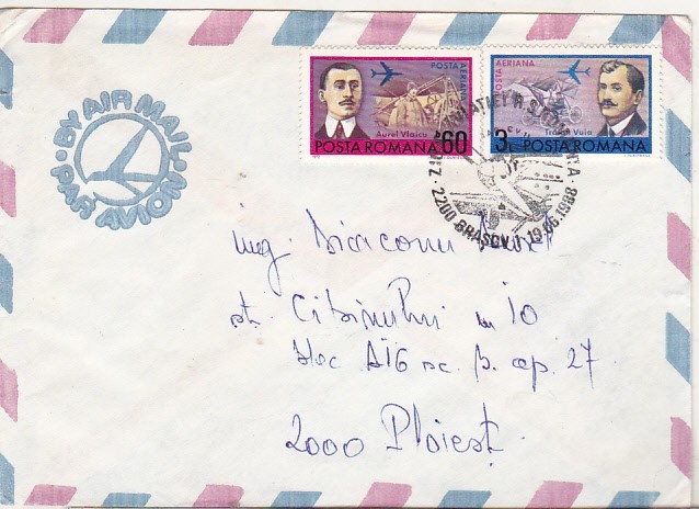bnk fil Plic stampila ocazionala Ziua aviatiei Brasov 1988
