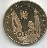 No(3) moneda-ROMANIA- 50 bani 2019-REVOLUTIA ROMANA DIN DECEMBRIE, Cupru (arama)