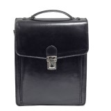 Borseta barbati din piele naturala vachetta, neagra, B115