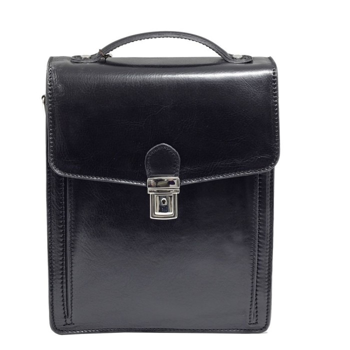 Borseta barbati din piele naturala vachetta, neagra, B115
