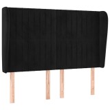 Cumpara ieftin Tablie de pat cu aripioare, negru, 147x23x118/128 cm, catifea
