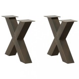 vidaXL Picioare pentru masă de cafea &icirc;n formă de X, 2 buc., oțel natural, 50x(42-43) cm