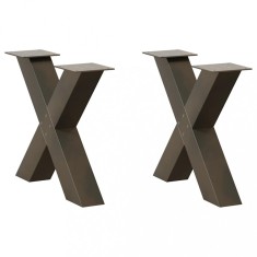 vidaXL Picioare pentru masă de cafea &icirc;n formă de X, 2 buc., oțel natural, 50x(42-43) cm