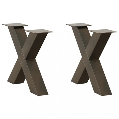 vidaXL Picioare pentru masă de cafea &amp;icirc;n formă de X, 2 buc., oțel natural, 50x(42-43) cm 4012959 foto