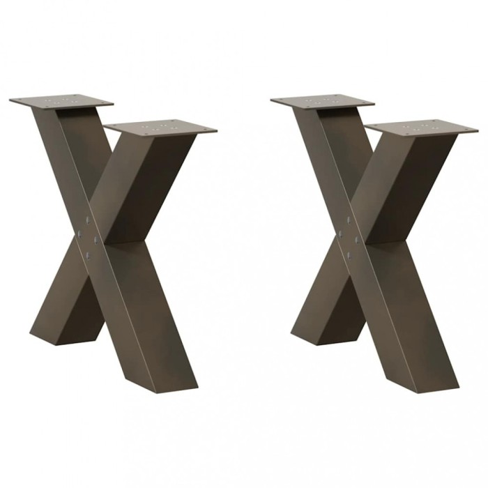 vidaXL Picioare pentru masă de cafea &icirc;n formă de X, 2 buc., oțel natural, 50x(42-43) cm 4012959