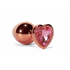 Dop Anal X-MEN Secret Shine Metal Butt Plug Rose Gold Heart L, 9,5 cm