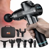 Aparat pentru Masaj Profesional Tip Pistol Linomag&reg;, 8 Capete de Schimb, 30 de Viteze, 2800rpm, 2000mAh, Autonomie 6h, Motor 30W Silentios, Ecran Touc