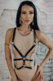 BRA301RR-1 Sutien fetish tip ham cu curele din piele ecologica