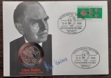 GERMANIA - FDC SI MONEDA 5 MARK 1979, LIT G, 100 ANI OTTO HAHN, MONEDA UNC, Europa