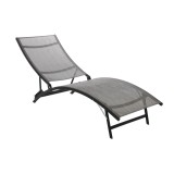 Sezlong plaja, spatar reglabil, structura metal, gri, 176 x 54.5 x 35/96 cm