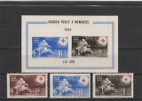 ROMANIA 1943 LP 151 LP 152 CRUCEA ROSIE A ROMANIEI SERIE + COLITA NEDANTELATA MNH NESTAMPILATE