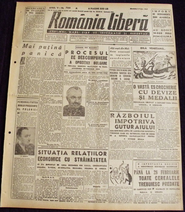 1947 ROMANIA LIBERA Nr 766 BPD, noul comert socialist, criza guturai, Nell COBAR