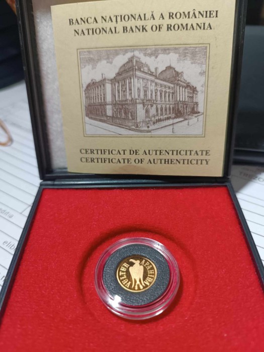 Moneda aur 100 lei 2003 VULTUR APAHIDA