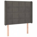 Cumpara ieftin Tablie de pat cu aripioare gri inchis 103x16x118/128 cm catifea