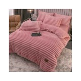 Cumpara ieftin Lenjerie de Pat Cocolino , Cearceaf cu Elastic, 4 Piese, Blană de Iepure Artificială, Roz Pudra - JOJ674