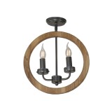 Lustră Klausen Cesena PL2, 2xE14, Lemn Natur și Metal Negru, 37x14x35 cm, Corp Iluminat Clasic pentru Dining și Living, Design Elegant Durabil