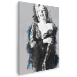 Tablou canvas ilustratie Marilyn Monroe gri, albastru, negru 1259 Tablou canvas pe panza CU RAMA 70x100 cm