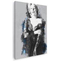Tablou canvas ilustratie Marilyn Monroe gri, albastru, negru 1259 Tablou canvas pe panza CU RAMA 20x30 cm