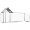 Coteț Găini Metalic vidaXL 3x1x1.5m Argintiu - Cușcă Păsări Curte, Rațe, G&acirc;ște, Acoperiș Impermeabil, Oțel Galvanizat