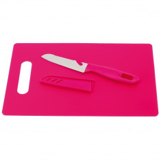 Set tocator si cutit de bucatarie cu desfacator sticle integrat, Everestus, SY02, plastic, otel, roz, saculet inclus foto