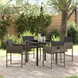 Cumpara ieftin Set de masă pentru grădină cu pernă 5 pcs Gri Rattan poli