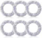 Set de 6 ghirlande de Craciun pentru coronite Geosar, folie, argintiu, 5,5 m x 5 cm