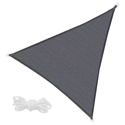 Copertina parasolar, Springos, triunghiulara, cu sfori pentru montare, inele metalice, gri inchis, 4x4x4 m foto