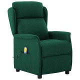 vidaXL Scaun de masaj Verde &icirc;nchis 93.5 x 67.5 x 101.5 cm țesătură 348355