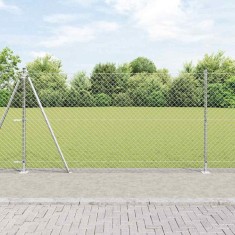 vidaXL &Icirc;mprejmuire din plasă cu st&acirc;lpi Argintiu 1.2 x 10 m Oțel 3351286