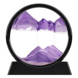 Cumpara ieftin Decoratiune 3D de masa cu nisip in miscare, tip clepsidra, plastic si sticla, 18 x 9 cm, mov , efect vizual relaxant si design modern