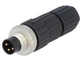 Conector M8 tată PIN 3 pe cablu mufă E 4A Filet M8