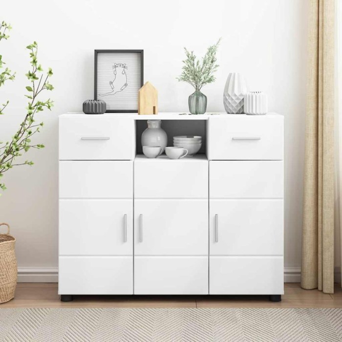 Bufet cu sertar cu ușă Alb 88.5 x 30.5 x 73 cm Lemn compozit