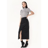 Fusta neagra de denim cu slit frontal P215 M10
