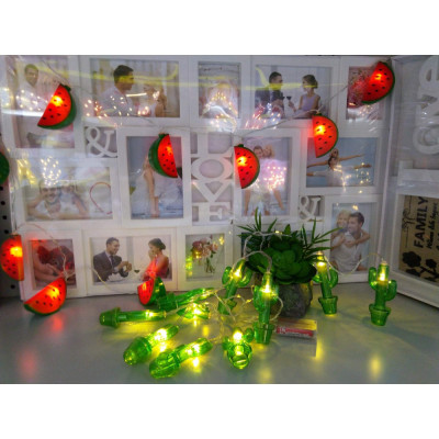 Instalatie de Craciun cu Baterii Fir Transparent Tip Sir 1.5 m 10 LED -uri Cactus Alb Cald foto