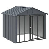 Cumpara ieftin Cusca caine cu acoperis, negru, 117x103x102 cm, otel galvanizat