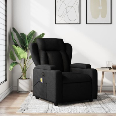 vidaXL Fotoliu de masaj rabatabil, negru, material textil foto