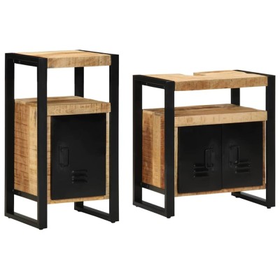 vidaXL Set de mobilier pentru baie 2 pcs Maro Lemn de mango brut 3305602 foto